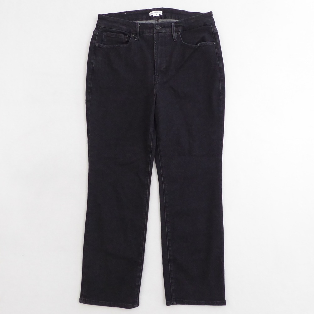GOOD AMERICAN High Rise Straight Leg Ankle Jeans Black Denim Size 15